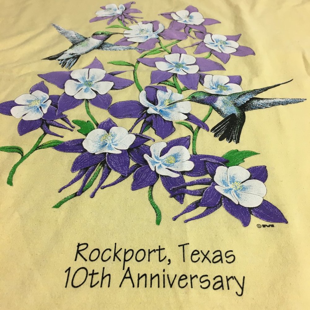 Vintage‎ 80s Flower Hummingbird Single Stitch 80s Tshirt - Picture 3 of 6